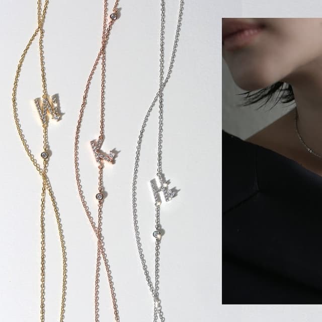 [ส่งด่วนฟรี]SWAN - Alphabet Necklace 15 สร้อยคอเงินแท้ มีจี้