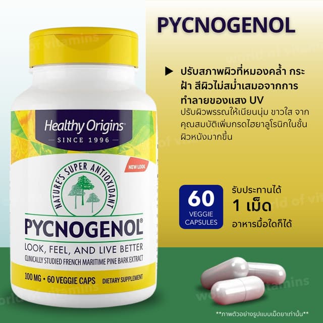 Healthy Origins Pycnogenol 100 mg บรรจุ 60 /120เม็ด สารสกัดเ