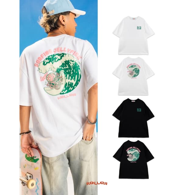 ROLLOR - เสื้อยืด Oversize รุ่น SURFING JELLYFISH