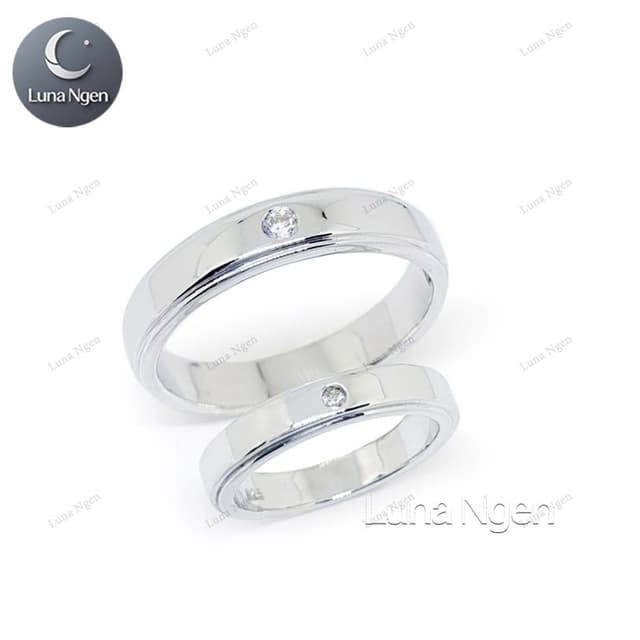Luna Ngen แหวนเงินแท้ 925 ฝังเพชรสวิส(CZ) แหวนคู่รัก