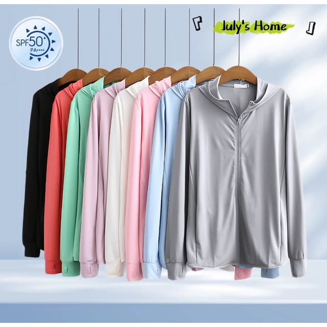 12สี เสื้อฮู๋ตกันเเดด เสื้อเเจ็ตเก็ตกัน UV พร้อมหมวก กันยูวี