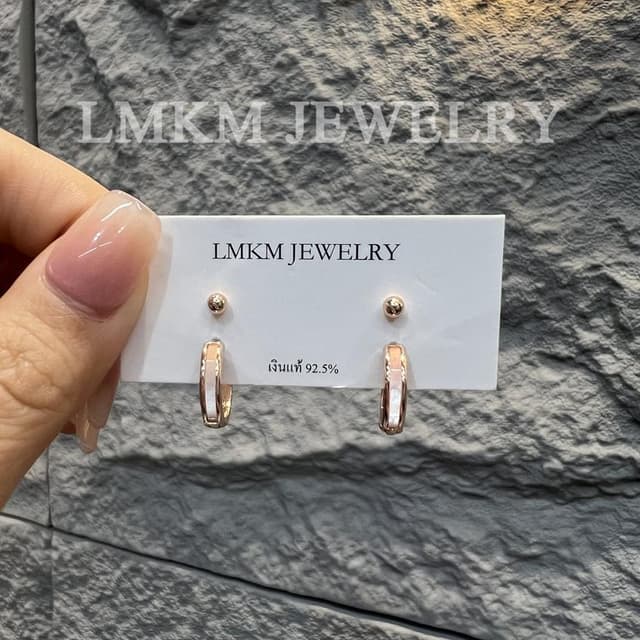 ต่างหูห่วง12มิล ต่างหูแฟชั่น ต่างหูเงินแท้ ต่างหูเปลือกหอยเง