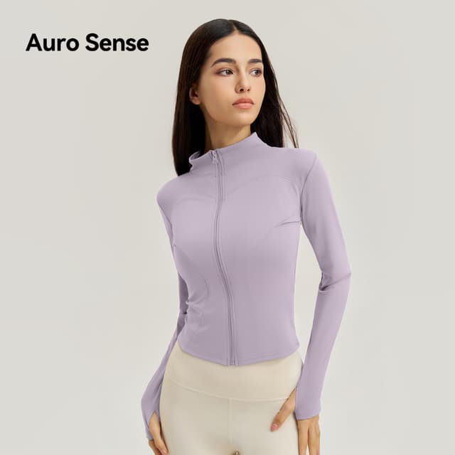 Auro Sense เสื้อรัดรูปแขนยาวออกกำลังกายเสื้อแจ็คเก็ตโยคะกันแ