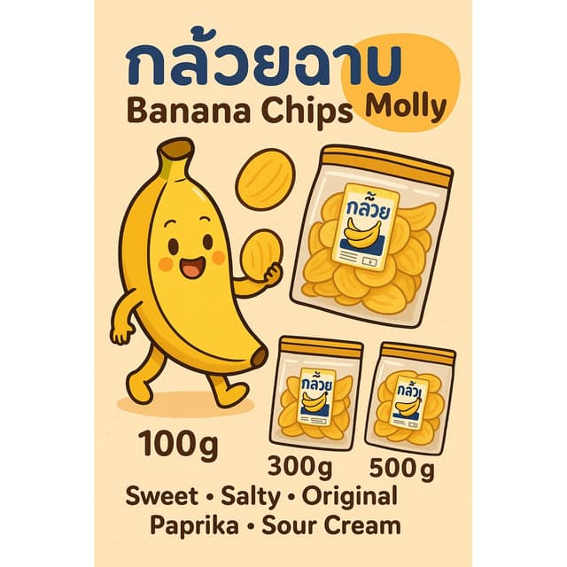มอลลี่ กล้วยฉาบ กล้วยหอมทอดอบกรอบ 5 รสชาติ