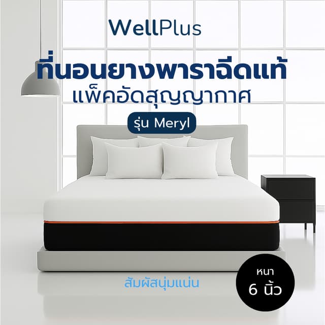 [รับประกัน 10 ปี] WellPlus ที่นอนยางพาราแท้อัดสุญญากาศ รุ่น 