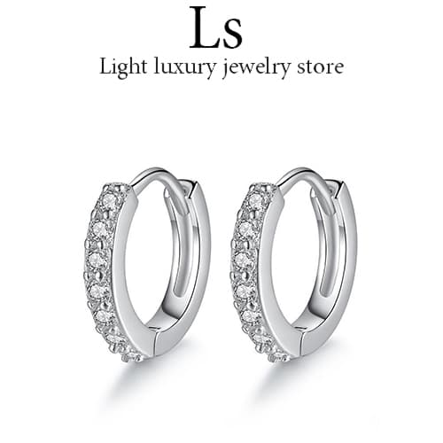 ③⑤ Jewelry,ต่างหูเงินแท้  S925 ต่างหูเงิน ห่วงเพชร  ต่างหูเง
