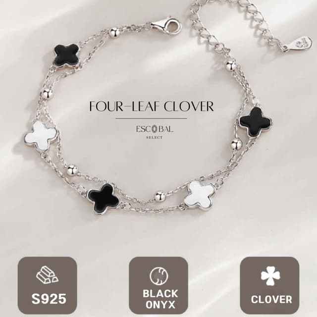 ESCOBAL กําไลเงินแท้ Four-leaf Clover กําไลข้อมือ สร้อยข้อมื