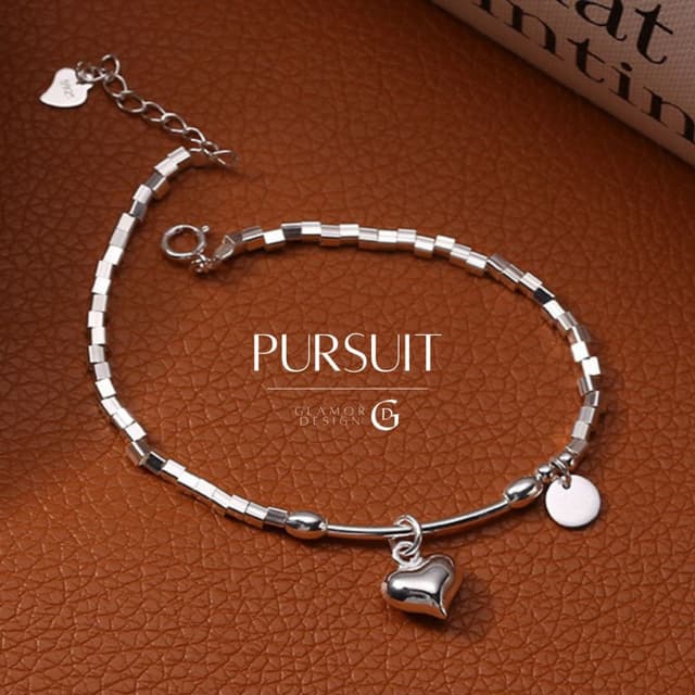 GLAMOR✨สร้อยข้อมือเงินแท้ Pursuit สร้อยข้อมือหัวใจ กำไลข้อมื