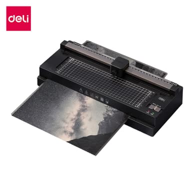 [ฟรีที่ตัดมุม] Deli เครื่องเคลือบบัตร A3  เครื่องเคลือบเอกสาร มีที่ตัดกระดาษ 250 มม./นาที Laminator