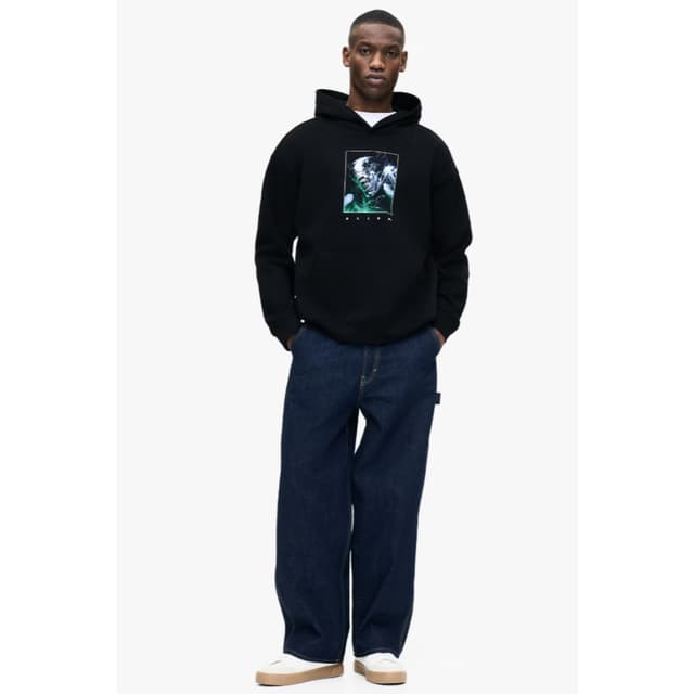 H&M(เอชแอนด์เอ็ม) ฮู้ดดี้ทรงหลวมลายพิมพ์ Men Loose Fit Print