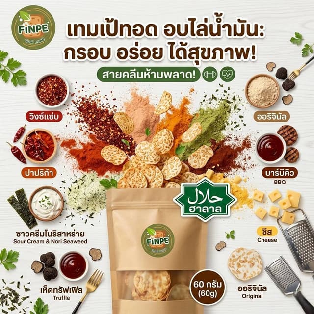 [ซื้อ5 แถม 1] ใหม่!! เทมเป้ทอดกรอบ 60 กรัม อบไล่น้ำมัน ดีต่อ