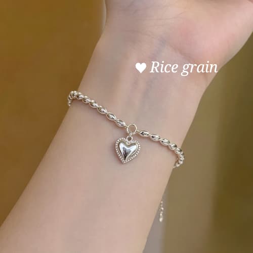 MEET💕พร้อมส่ง กำไลเงิน Rice grain กำไลเงินพร้อมจี้ สร้อยข้อ