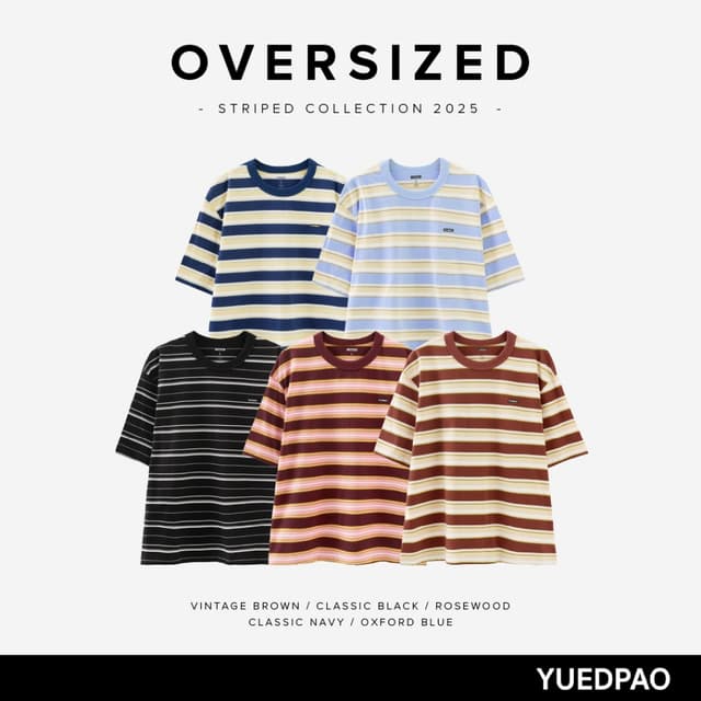 Yuedpao Oversized Striped (สีใหม่+ทรงใหม่) ผ้าหนายับยากรีดง่