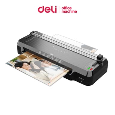 [ฟรีที่ตัดมุม] Deli เครื่องเคลือบกระดาษ A4 เครื่องเคลือบบัตร 2in1 300mm/min อุ่นเครื่องไว Laminator