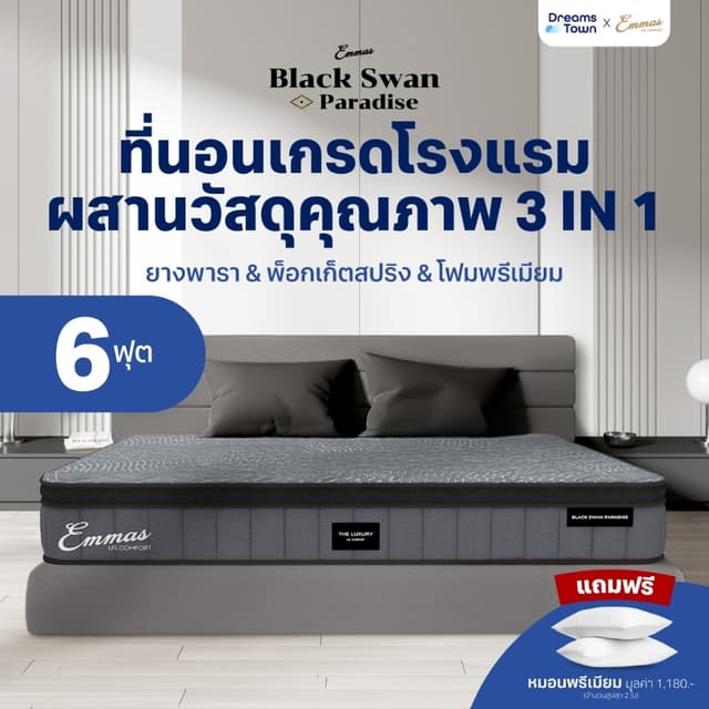 Emmas ที่นอนยางพารา 3in1 ทำจาก ยางพารา พ็อกเก็ตสปริง เมมโมรี