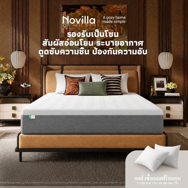 Novilla ที่นอนยางพารา รองรับสรีระ บรรเทาปวดหลัง ระบายอากาศ ก