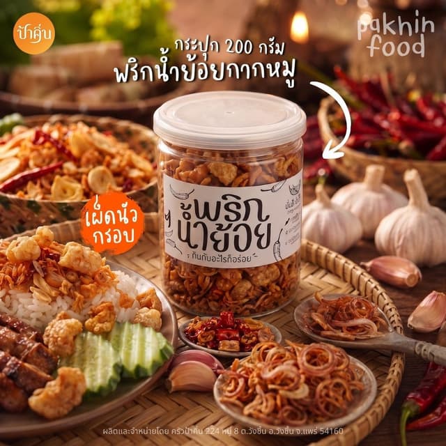 น้ำพริกน้ำย้อยกากหมูกระปุก 200 กรัม