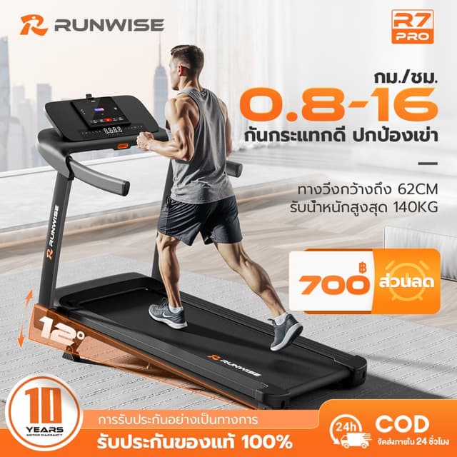 RUNWISE ลู่วิ่งไฟฟ้า R7PRO ลู่วิ่ง เครื่องวิ่งไฟฟ้า 5.0 แรงม