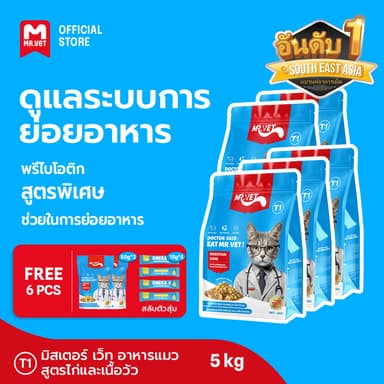 MRVET อาหารเม็ดแมว Holistic T1 combo 5 กก. - โปรตีน 30% เหมาะสำหรับแมวทุกช่วงวัย