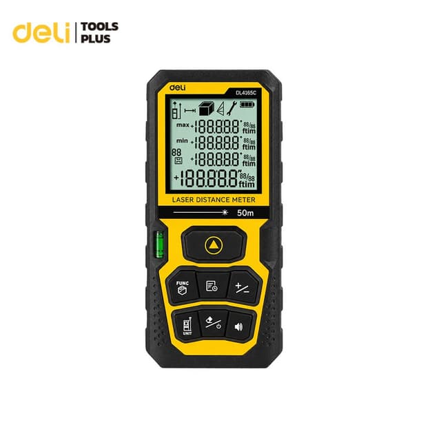 Deli เครื่องวัดระยะ เครื่องวัดเลเซอร์ 0.05-50 ม. วัดแม่นยำ ฟ