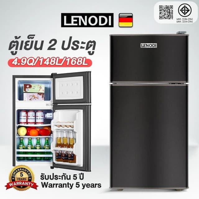 LENODI ตู้เย็นมินิ สองประตู ประหยัดพลังงาน ตู้เย็นในบ้านขนาด