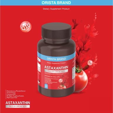 (1กระปุก) ASTAXANTHIN PLUS LYCOPENE Q10 สารสกัดจากสาหร่ายแดง 1กระปุก30แคปซูล ส่งฟรี