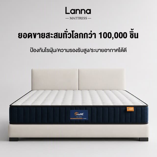 LANNA ที่นอน 3.5 ฟุต 5 ฟุต 6 ฟุต หนา 8 นิ้ว ที่นอนยางพารา เม