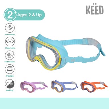 KEED : แว่นตาว่ายน้ำเด็ก หน้ากว้าง เลนส์ใส เหมาะสำหรับน้อง 2 ปีขึ้นไป  *3039*