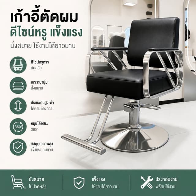 F&G เก้าอี้ตัดผม เก้าอี้ตัดผมชาย ซาลอน สไตล์โมเดิร์น ปรับระด