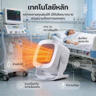 Heater 2000W PTC ร้อนเร็ว ฮีตเตอร์พัดลม ปรับมุมได้ ปลอดภัยและร้อนเร็ว เหมาะอย่างยิ่งสำหรับผู้ป่วยที่กลัวความหนาวเย็น