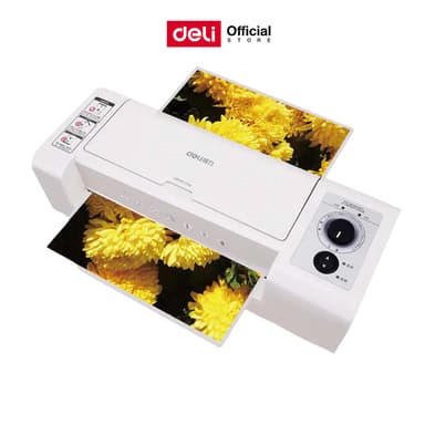 เครื่องเคลือบเอกสาร Deli เคลือบ A4 บัตร รูปถ่าย ปรับความร้อนได้ ทันสมัย รับประกัน 1 ปี Laminator