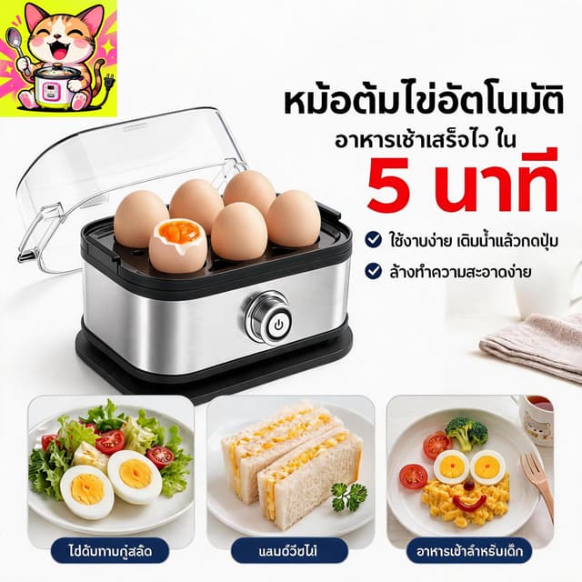 【รับประกัน 3 ปี】เครื่องต้มไข่ เครื่องต้มไข่อัตโนมัติ ต้มได้ส