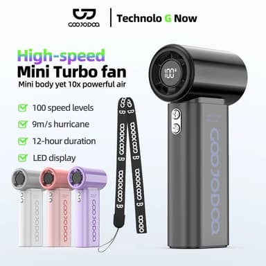 GOOJODOQ Gfs007 พัดลมพกพา 4000mah พัดลม Type C พร้อมจอแสดงผล พัดลมไอเย็น 100 ระดับ พัดลมมือถือ