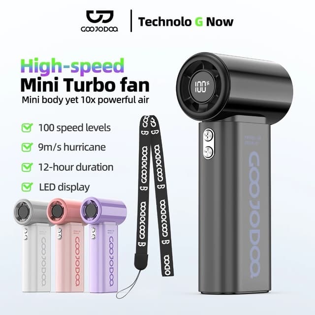 GOOJODOQ Gfs007 พัดลมพกพา 4000mah Type C พร้อมจอแสดงผล พัดลม