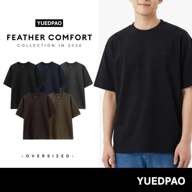Yuedpao Oversized Feather Comfort 2026 เสื้อยืดโอเวอร์ไซส์ ผ