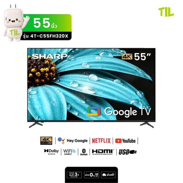 NEW 2026 SHARP TV 55 นิ้ว 4K UHD Google TV สมาร์ททีวี รุ่น 4