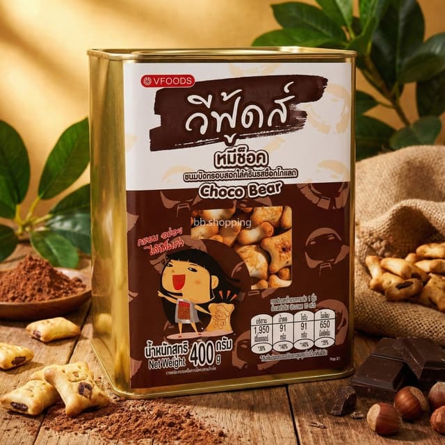 วีฟู้ดส์ หมีช็อกโก้รสช็อกโกแลต(ขนมปี๊บ) 400 กรัม