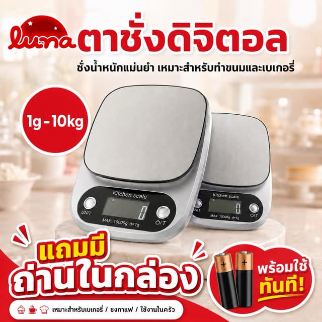 ❤️ส่งด่วน สุดคุ้ม❤️ เครื่องชั่งดิจิตอลแตนเลส 1 กรัม –10 กิโล