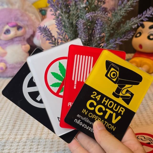 ป้ายเตือน ป้ายห้ามสูบบุหรี่ No smoking CCTV ห้ามจับ No Canna