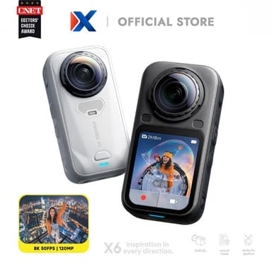 INSTA360 X6 กล้องแอคชั่น วิดีโอ 8K 50fps ถ่ายรูปชัด 120mp กันน้ำลึก 20m กล้อง 360 Action Camera